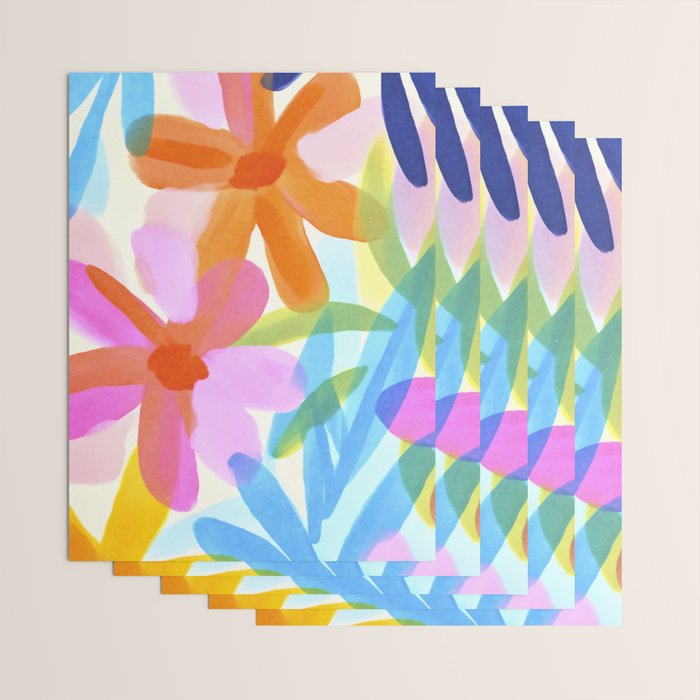 Sunny Day Bold Abstract Florals Multicolor Cheerful Summer Pattern Wrapping Paper Gallery Image 3