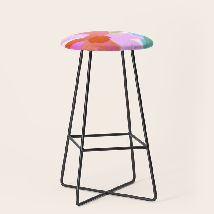 Sunny Day Bold Abstract Florals Multicolor Cheerful Summer Pattern Stool Gallery Image 1