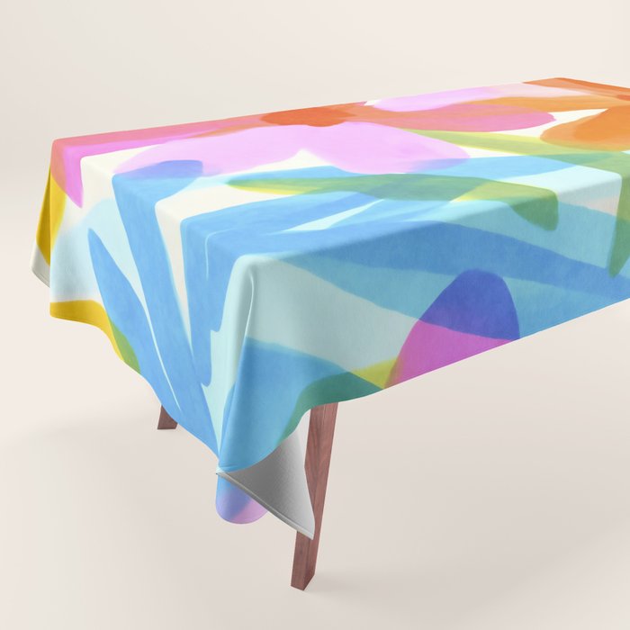 Sunny Day Bold Abstract Florals Multicolor Cheerful Summer Pattern Tablecloth Gallery Image 1