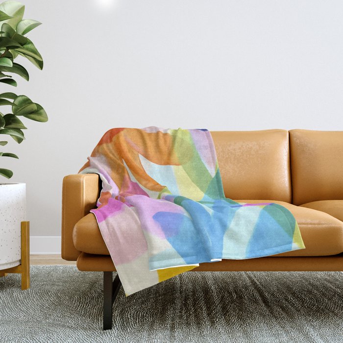 Sunny Day Bold Abstract Florals Multicolor Cheerful Summer Pattern Throw Blanket Gallery Image 1