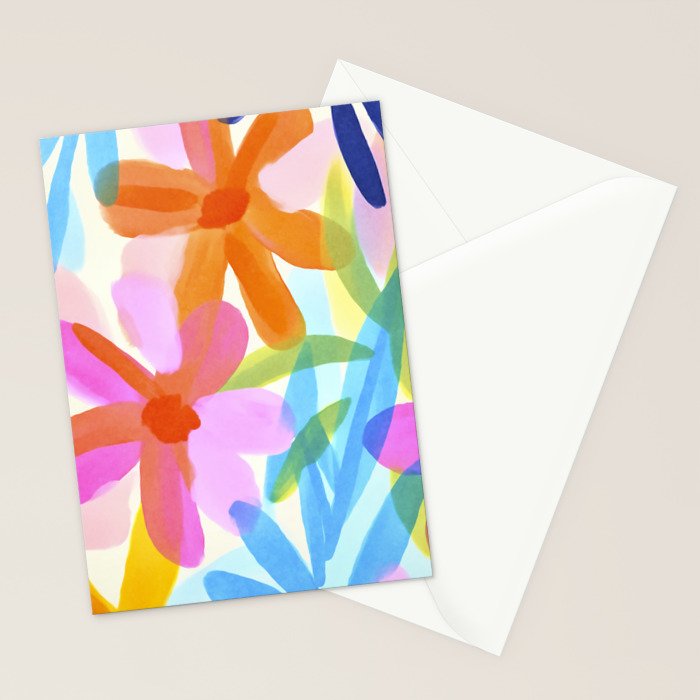 Sunny Day Bold Abstract Florals Multicolor Cheerful Summer Pattern Stationery Card Gallery Image 2