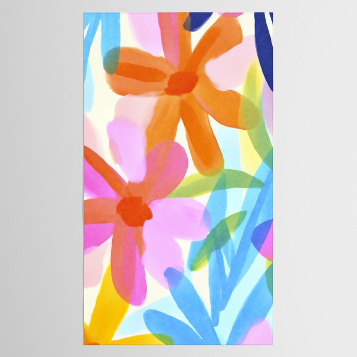 Sunny Day Bold Abstract Florals Multicolor Cheerful Summer Pattern Tablecloth Gallery Image 2