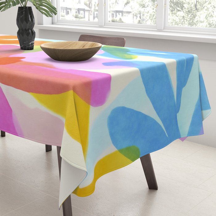 Sunny Day Bold Abstract Florals Multicolor Cheerful Summer Pattern Tablecloth Gallery Image 3