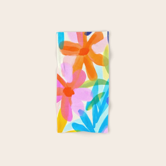 Sunny Day Bold Abstract Florals Multicolor Cheerful Summer Pattern Bath Towel Gallery Image 1