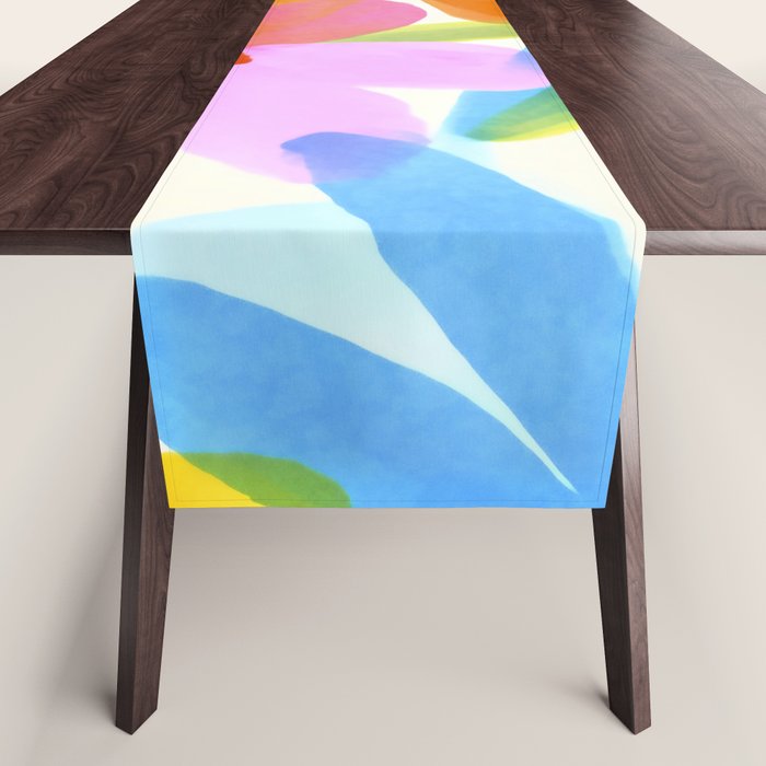 Sunny Day Bold Abstract Florals Multicolor Cheerful Summer Pattern Table Runner Gallery Image 1
