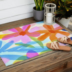 Sunny Day Bold Abstract Florals Multicolor Cheerful Summer Pattern Outdoor Rug Gallery Image 2