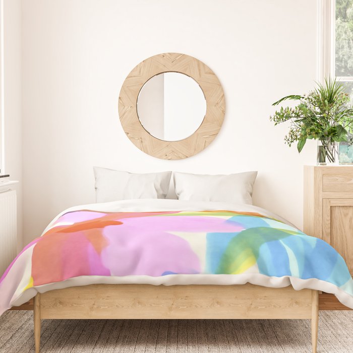 Sunny Day Bold Abstract Florals Multicolor Cheerful Summer Pattern Duvet Cover Gallery Image 3