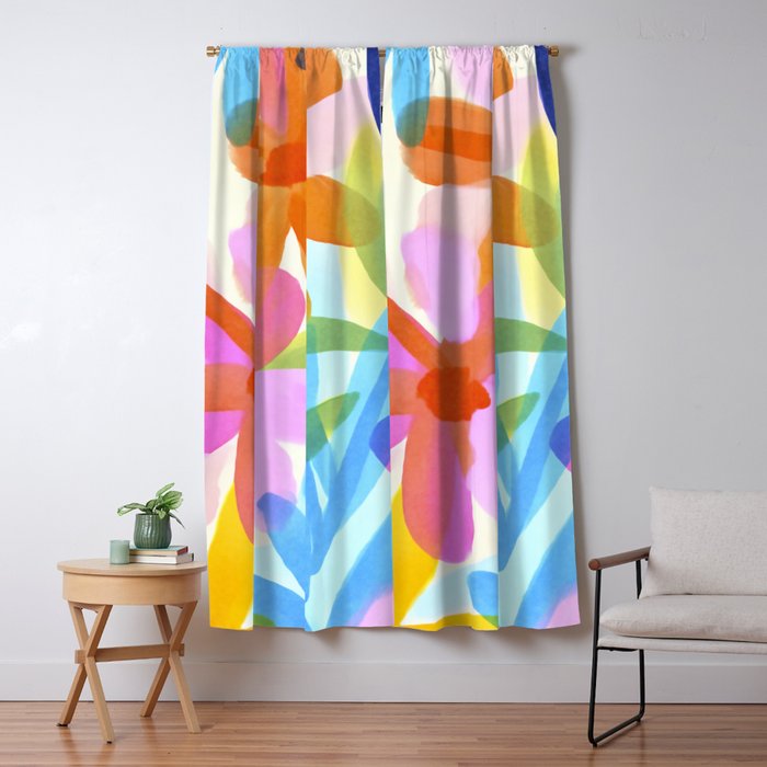 Sunny Day Bold Abstract Florals Multicolor Cheerful Summer Pattern Window Curtain Gallery Image 5