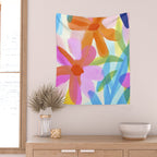 Sunny Day Bold Abstract Florals Multicolor Cheerful Summer Pattern Wall Tapestry Gallery Image 2