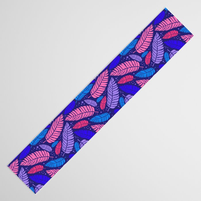 Tropical palm leaves in purple pink and blue Table Runner Gallery Image 3