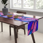 Tropical palm leaves in purple pink and blue Table Runner Gallery Image 2