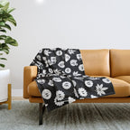 Retro cartoon character sticker pattern Throw Blanket Gallery Image 1