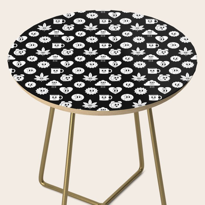 Retro cartoon character sticker pattern Side Table Gallery Image 2