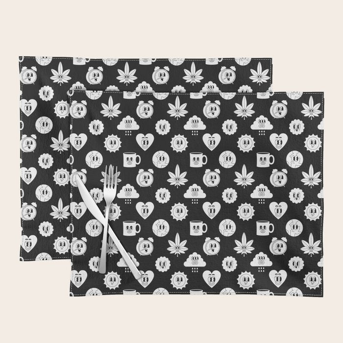 Retro cartoon character sticker pattern Placemat Gallery Image 1