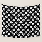 Retro cartoon character sticker pattern Wall Tapestry Gallery Image 4