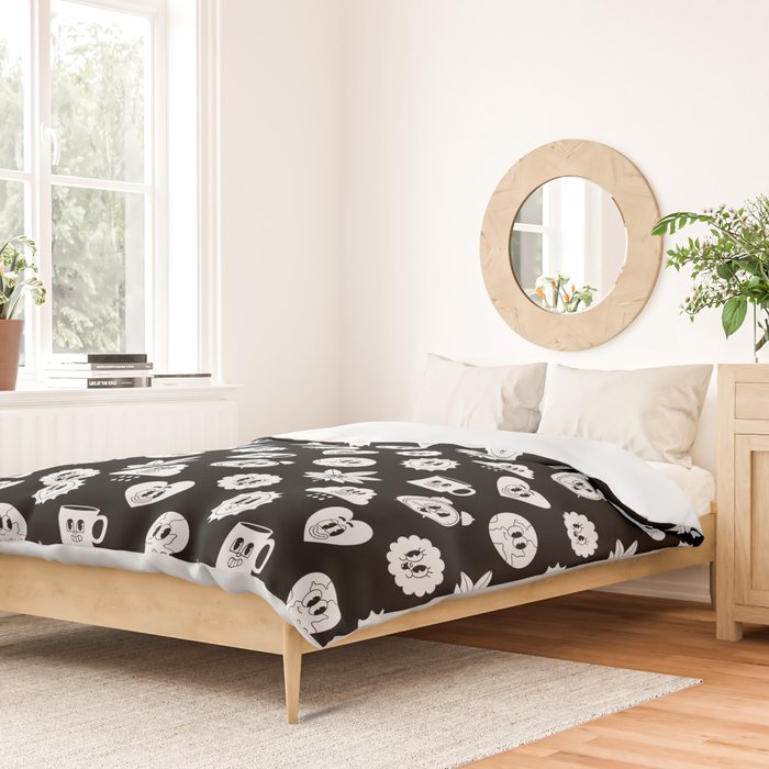 Retro cartoon character sticker pattern Duvet Cover Gallery Image 2
