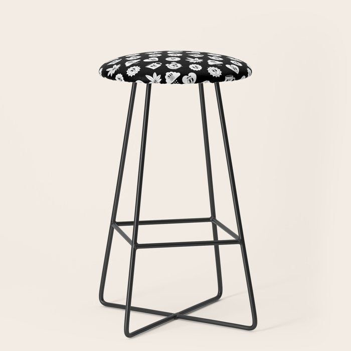 Retro cartoon character sticker pattern Stool Gallery Image 1