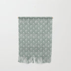 Green and White Vintage Block Print Floral Wall Hanging Gallery Image 1