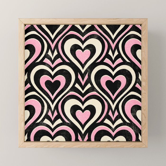 Sweethearts - black, pink, and cream  Mini Art Print Gallery Image 1