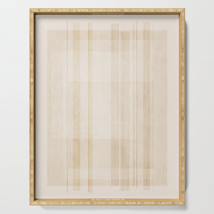 Minimalist Beige Neutral Abstract Lines 02 Serving Tray Gallery Image 1