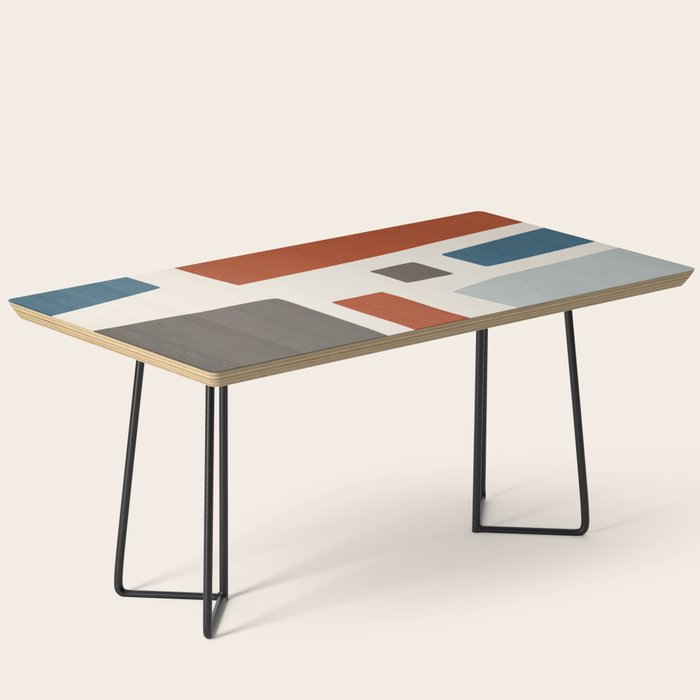 Abstract Shapes Burnt Orange Gray Blue Coffee Table Gallery Image 1
