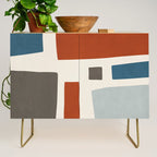 Abstract Shapes Burnt Orange Gray Blue Credenza Gallery Image 1