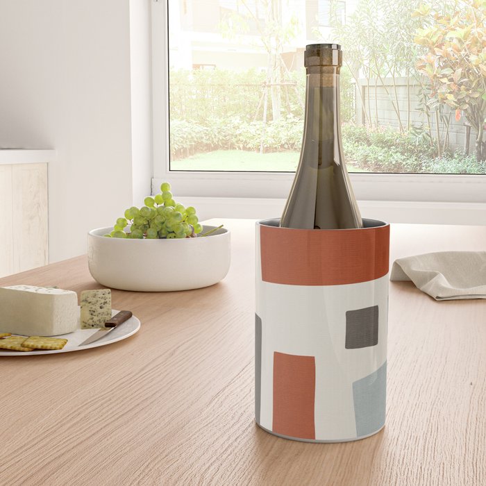 Abstract Shapes Burnt Orange Gray Blue Wine Chiller Gallery Image 4