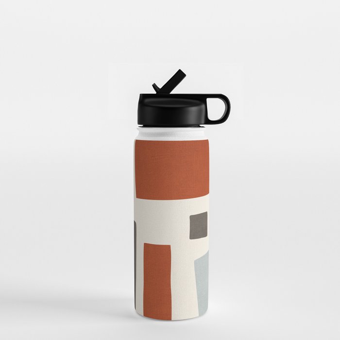 Abstract Shapes Burnt Orange Gray Blue Water Bottle Gallery Image 1