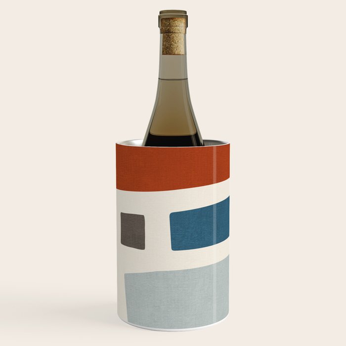 Abstract Shapes Burnt Orange Gray Blue Wine Chiller Gallery Image 3