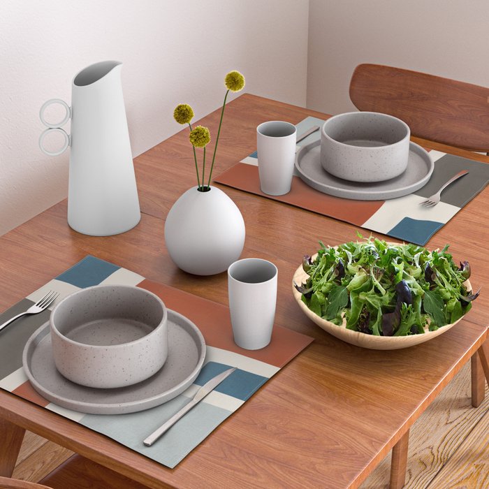 Abstract Shapes Burnt Orange Gray Blue Placemat Gallery Image 2