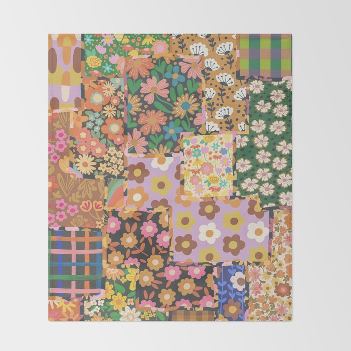 Hippie patchwork Throw Blanket Gallery Image 2