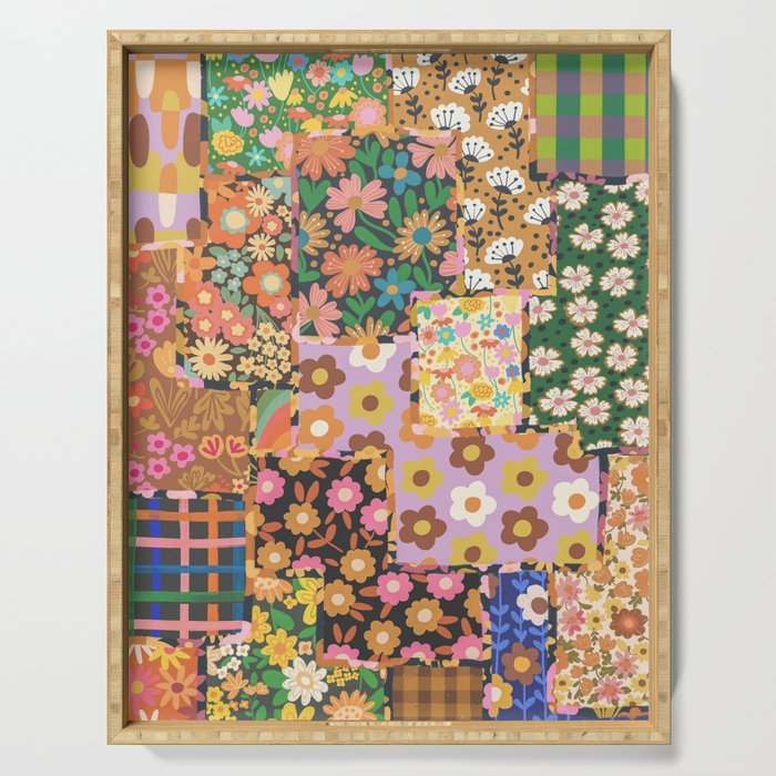 Hippie patchwork Serving Tray Gallery Image 1