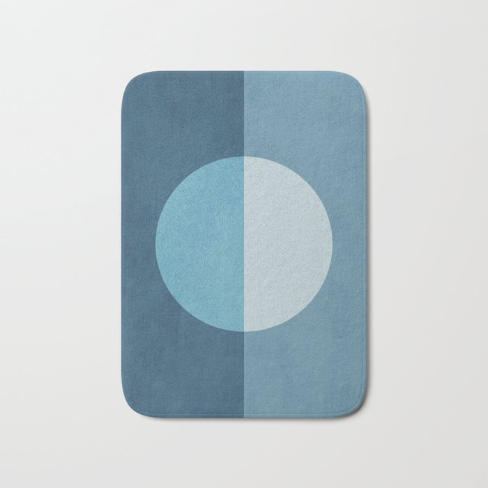 Deep Blue Geometric Moon Artwork Bath Mat Gallery Image 1