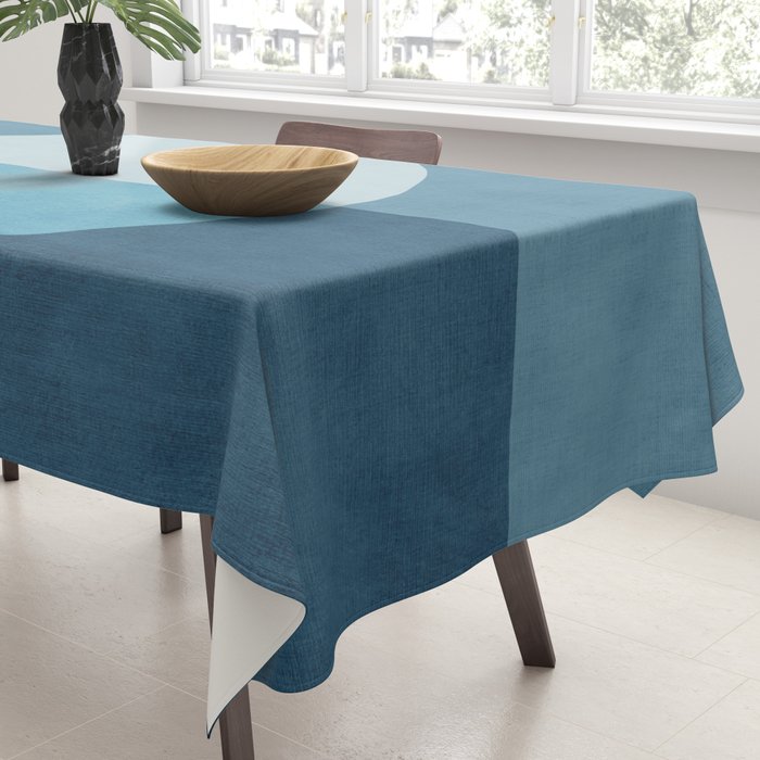 Deep Blue Geometric Moon Artwork Tablecloth Gallery Image 3
