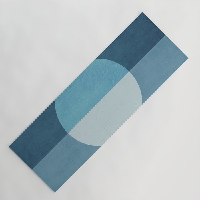 Deep Blue Geometric Moon Artwork Yoga Mat Gallery Image 1