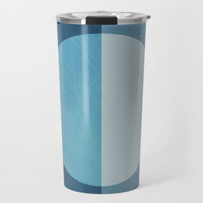 Deep Blue Geometric Moon Artwork Travel Mug Gallery Image 1