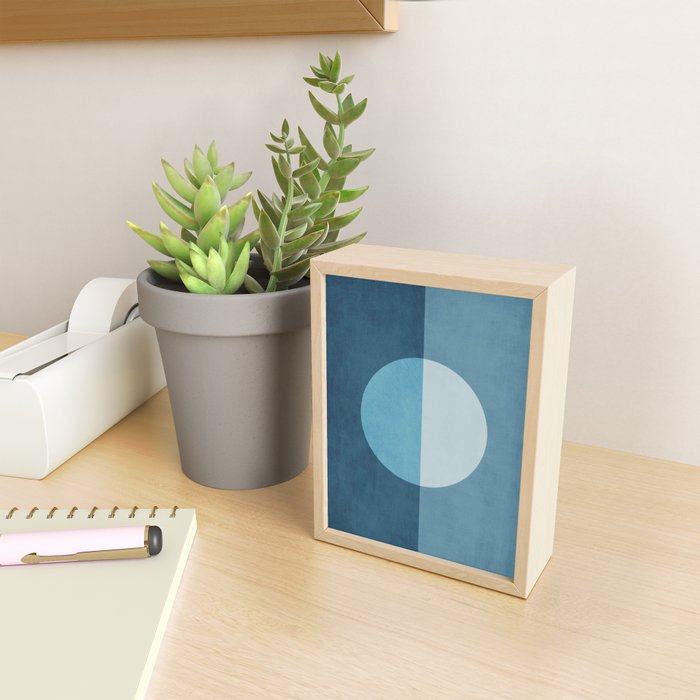 Deep Blue Geometric Moon Artwork Mini Art Print Gallery Image 2