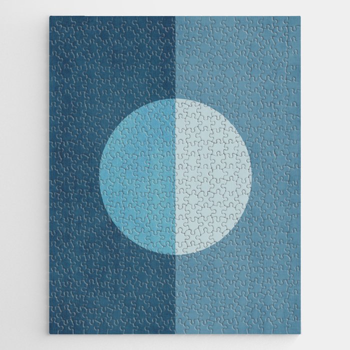 Deep Blue Geometric Moon Artwork Jigsaw Puzzle Gallery Image 1