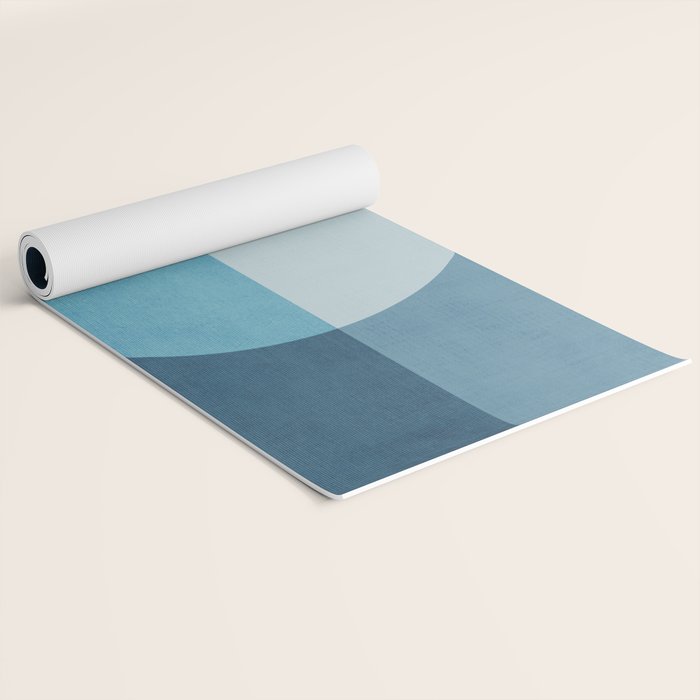 Deep Blue Geometric Moon Artwork Yoga Mat Gallery Image 2