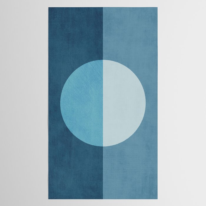 Deep Blue Geometric Moon Artwork Tablecloth Gallery Image 2