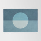 Deep Blue Geometric Moon Artwork Rug Gallery Image 2