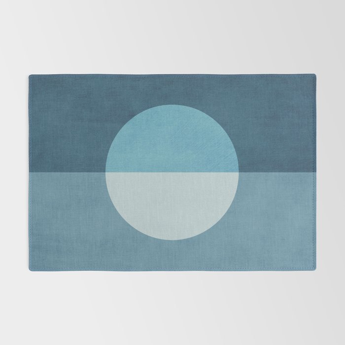 Deep Blue Geometric Moon Artwork Rug Gallery Image 2