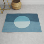 Deep Blue Geometric Moon Artwork Rug Gallery Image 1
