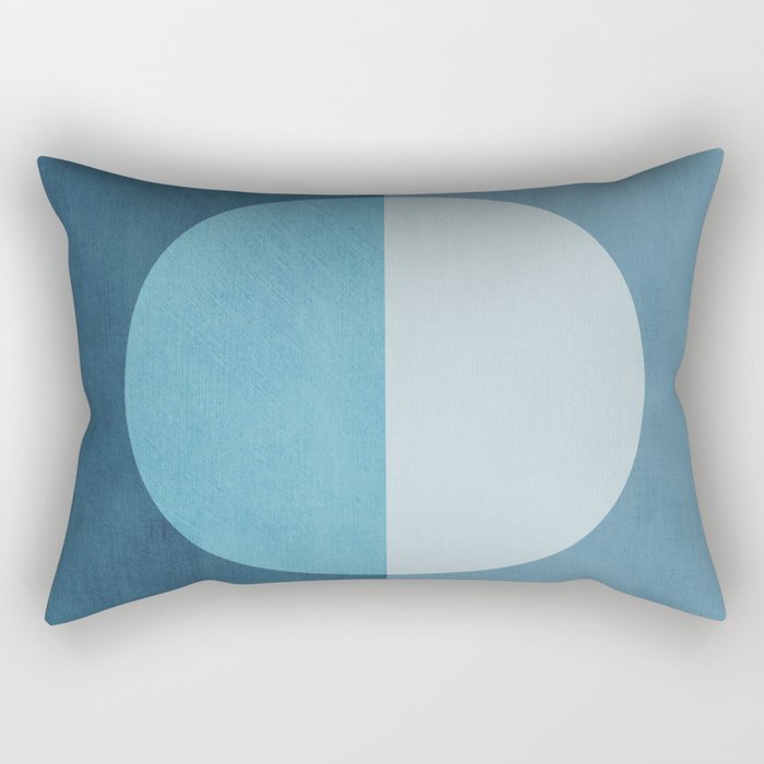 Deep Blue Geometric Moon Artwork Rectangular Pillow Gallery Image 1
