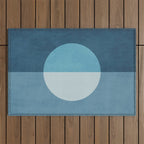 Deep Blue Geometric Moon Artwork Outdoor Rug Gallery Image 1