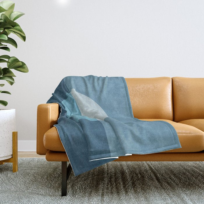 Deep Blue Geometric Moon Artwork Throw Blanket Gallery Image 1