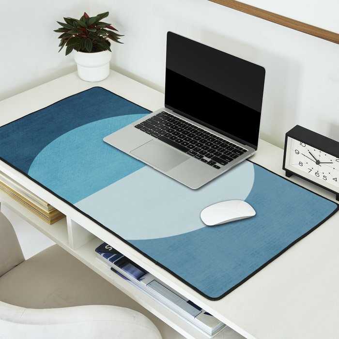 Deep Blue Geometric Moon Artwork Desk Mat Gallery Image 2