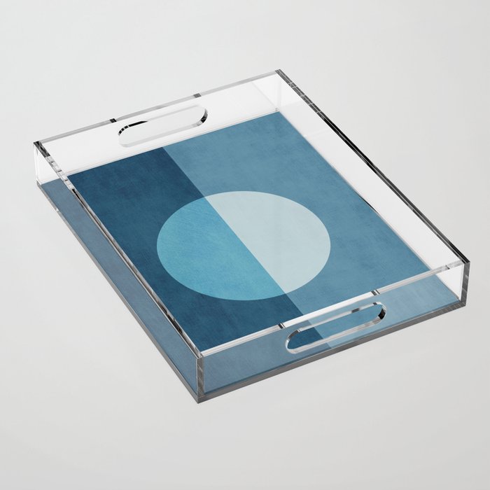 Deep Blue Geometric Moon Artwork Acrylic Tray Gallery Image 1