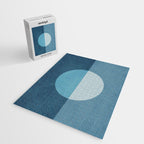 Deep Blue Geometric Moon Artwork Jigsaw Puzzle Gallery Image 2