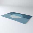 Deep Blue Geometric Moon Artwork Rug Gallery Image 3